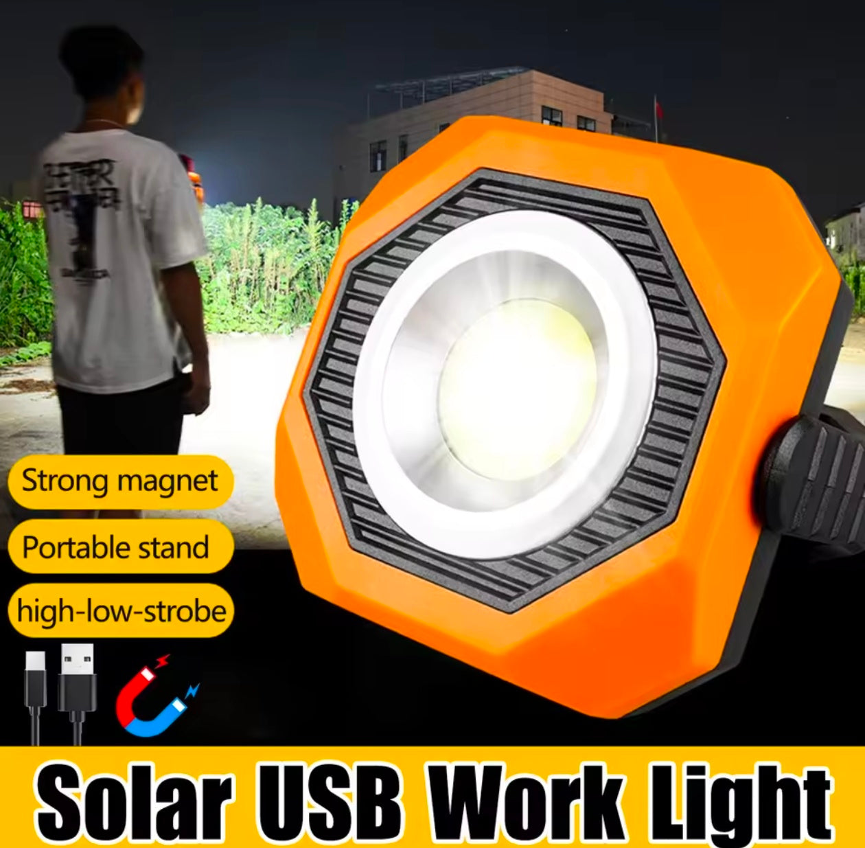 400 W Solar And USB Rechargeable Light 4 Working Modes 400 W Solar And USB Rechargeable Light 4 Working Modes
